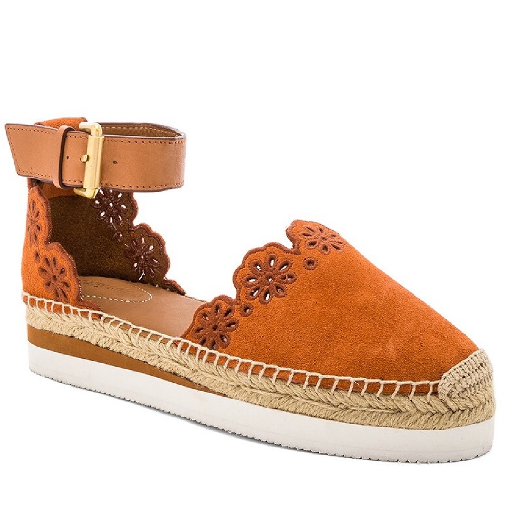 See By Chloe Terracotta Espadrilles with Floral Cutouts